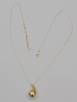 14K Yellow Gold Teardrop Pendant Necklace Adjustable 16.5-18.5"