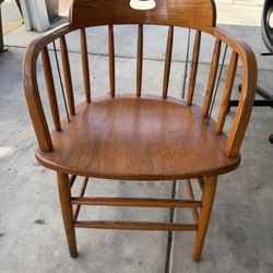 Vintage Solid Wood Barrel-Back Chair