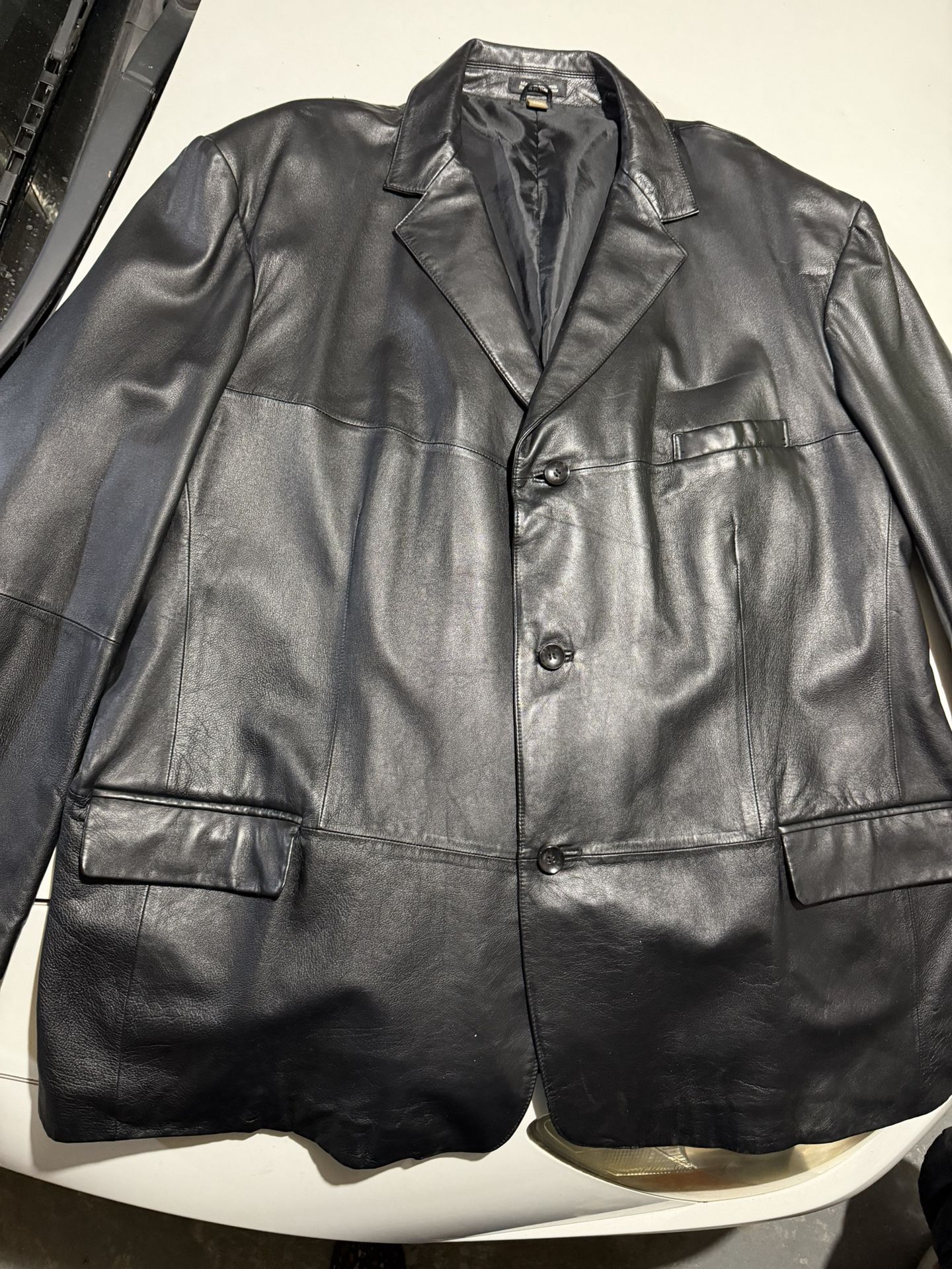 NWOT Black Leather Coat, Size 3 Xl
