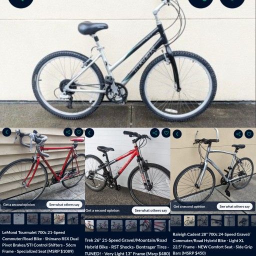 4 Bikes Trek, Raleigh, Lemond - Hybrid Mountain/Road/Gravel/Commuter 28" 700c 26" (Make An Offer!)