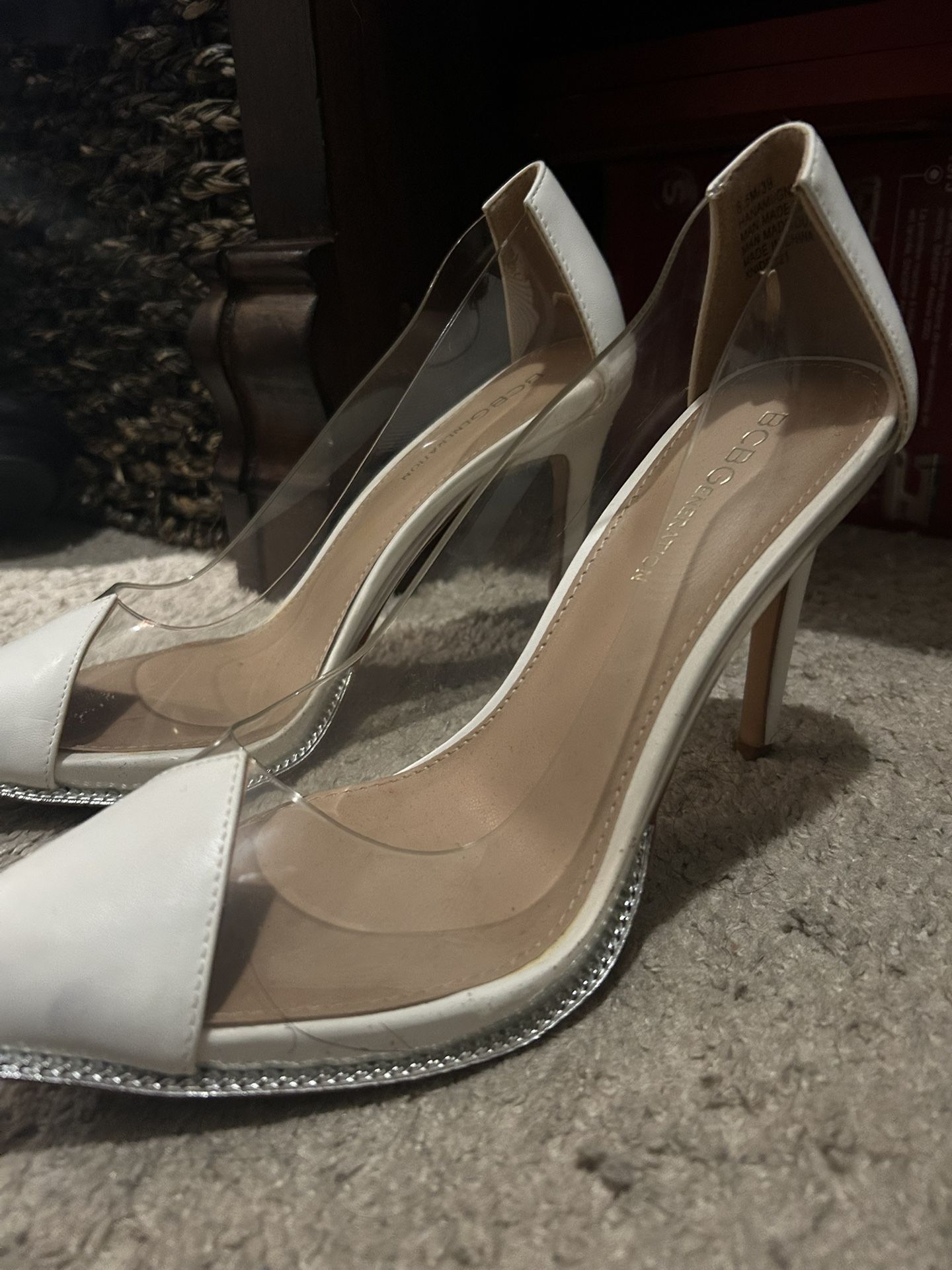 Heels đź‘ Clear White Pumps