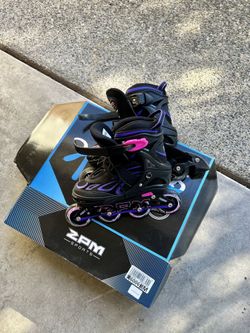 Holiday Gift Adjustable Flashing Inline Skates, 4 Big Kids. All Wheels Light Up