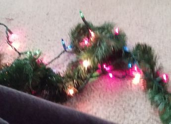 Christmas lights with tree garland