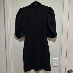 Forever 21 Black Body-con Dress With Puff Sleeves