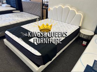 New Queen bed frame with mattress