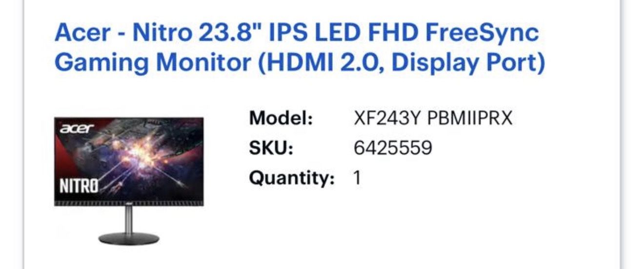 GAMING/COMPUTER MONITORS - Acer Nitro 23.8" IPS LED FHD FreeSync