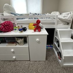Stairway Loft Bed With Desk And Storage Steps