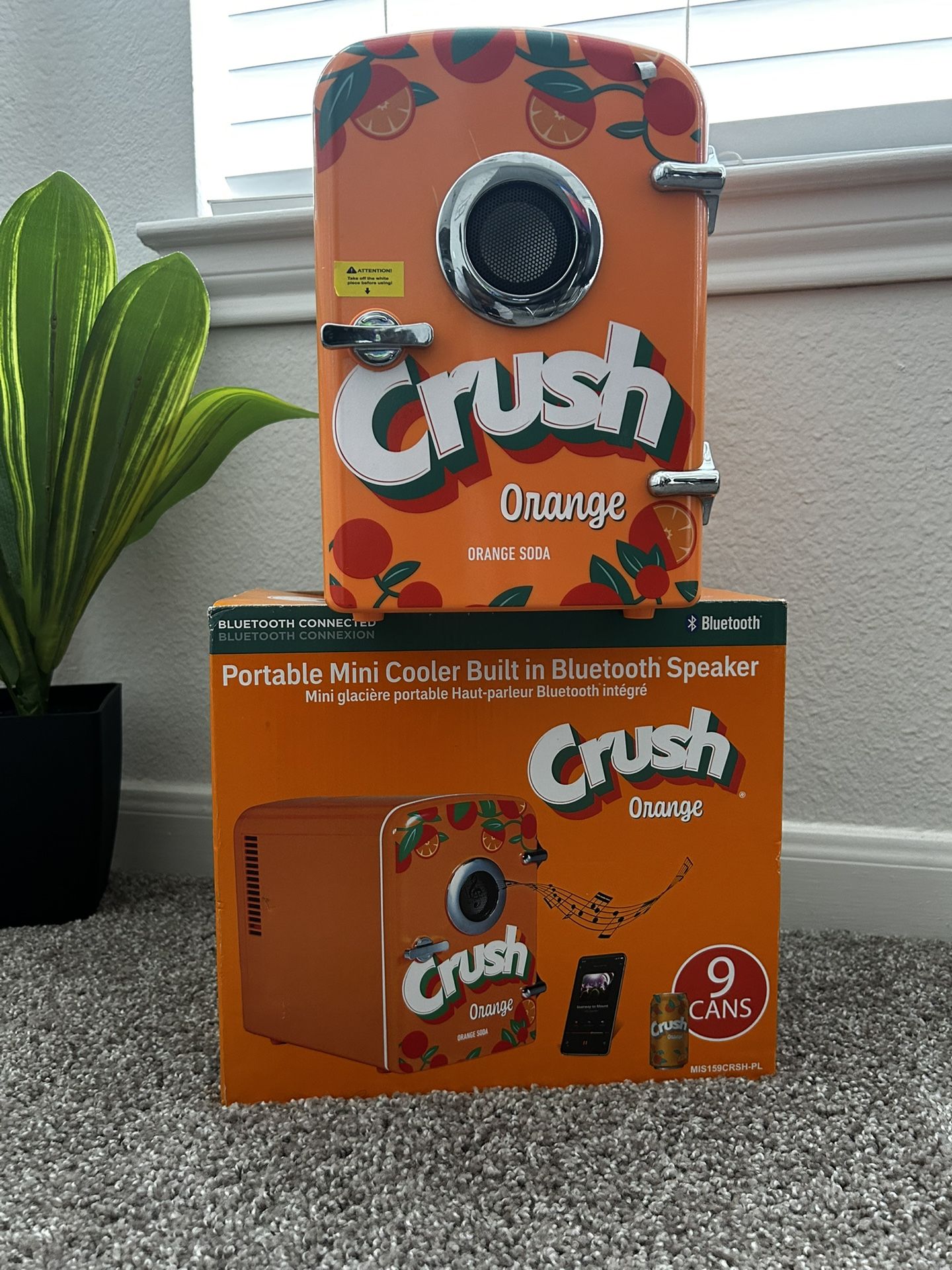 Brand New Crush Orange Mini Cooler and Speaker