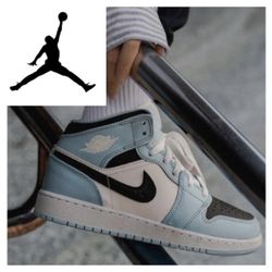 NEW!  Nike Air Jordan 1 Mid Ice Blue (GS) in women’s 8/ youth 6.5