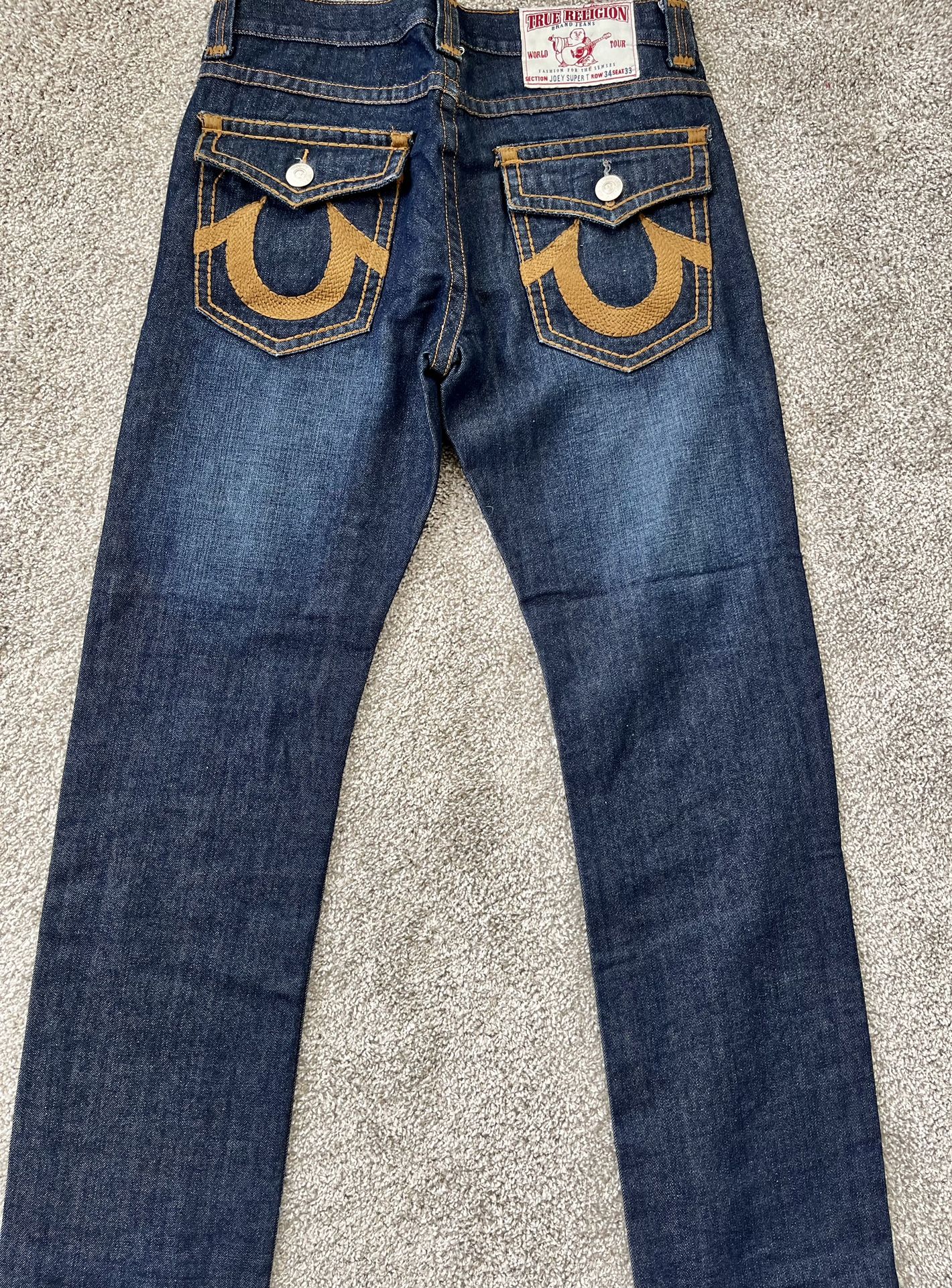 True Religion Joey Super T Dark Blue Denim Jeans Size 34 Dark