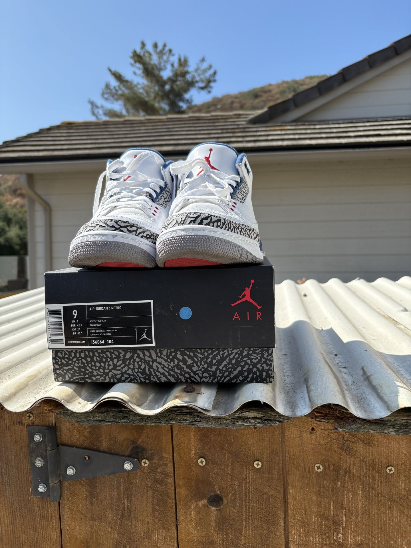 Air Jordan 3 Retro White/ True Blue Men's Size 9