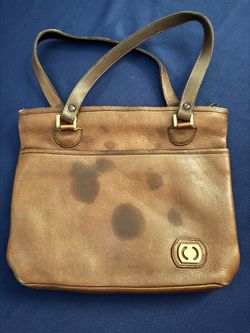 Womens Brown Solid Rectangle Satchel Top Handle Zip Closure Gold Hardware Korea