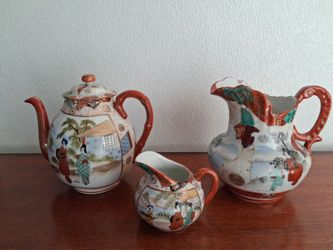 Japanese Kutani Porcelain Tea Set 3 Pieces
