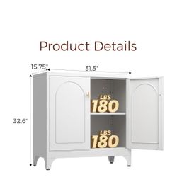 Metal buffet cabinet with storage, sideboard with doors and adjustable shelves 