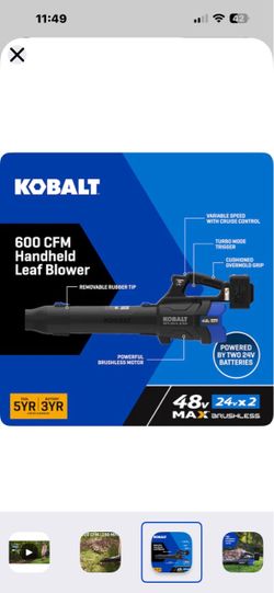 NEW! 48V MAX (24Vx2) 600 CFM / 150 MPH Handheld Leaf Blower Kit, (2) 4.0Ah Batteries and Charger Included