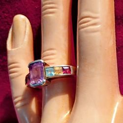925.Silver Designer SCBS Multi Colored Gemstones Ring 