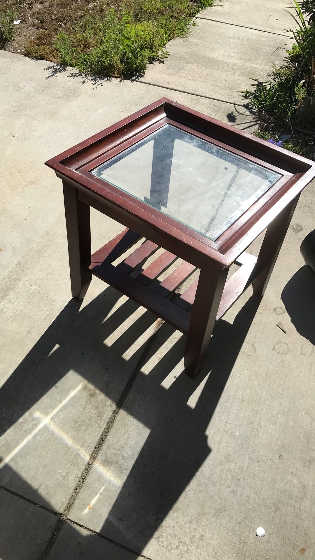Wood Glass End Table