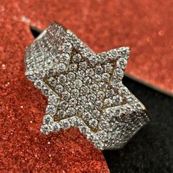 Gold Cz 6 Point Star (size 10)