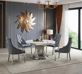 New Round Dining Table Set 5 Pcs 