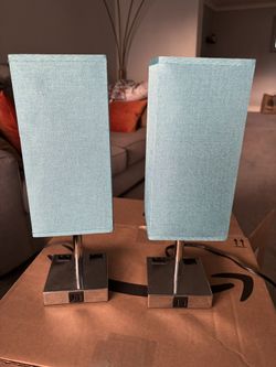 Set of 2 USB with plug Nightstand lamps