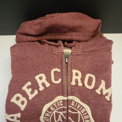 Abercrombie & Fitch Mens Large Muscle Lightweight Maroon Zip Up Logo Hoodie