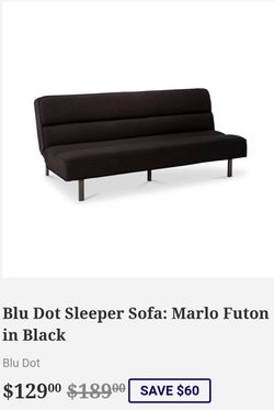 Blu Dot Sleeper Sofa: Marlo Futon in Black