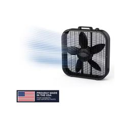NEW IN BOX Decor Colors 20 in. 3 Speed Box Fan for Home in Black with Save Smart Technology, 1800 CFM and Carry Handle