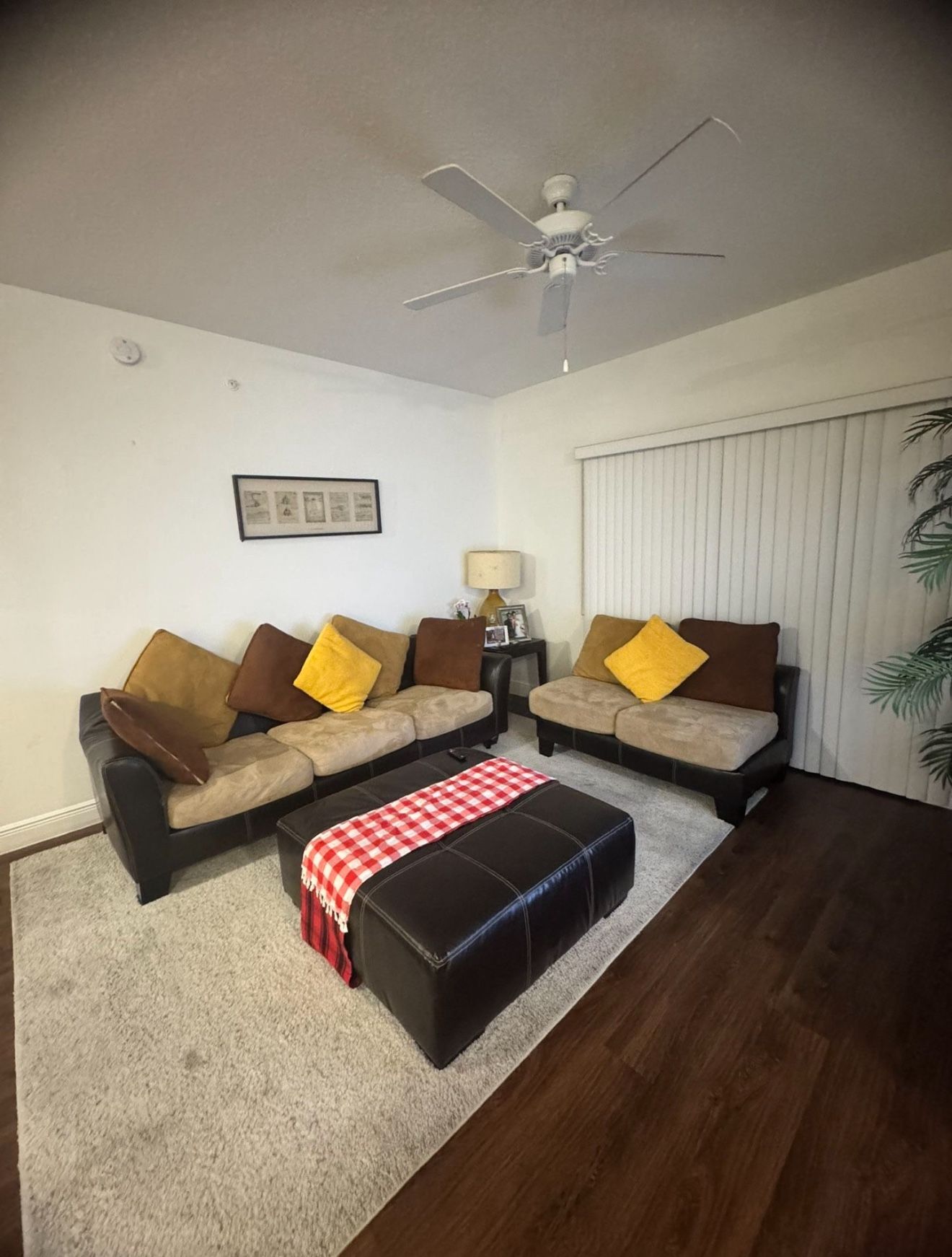 Living Room Furniture Set – Sofa, Loveseat, Ottoman, Coffee Table, Lamp & Rug