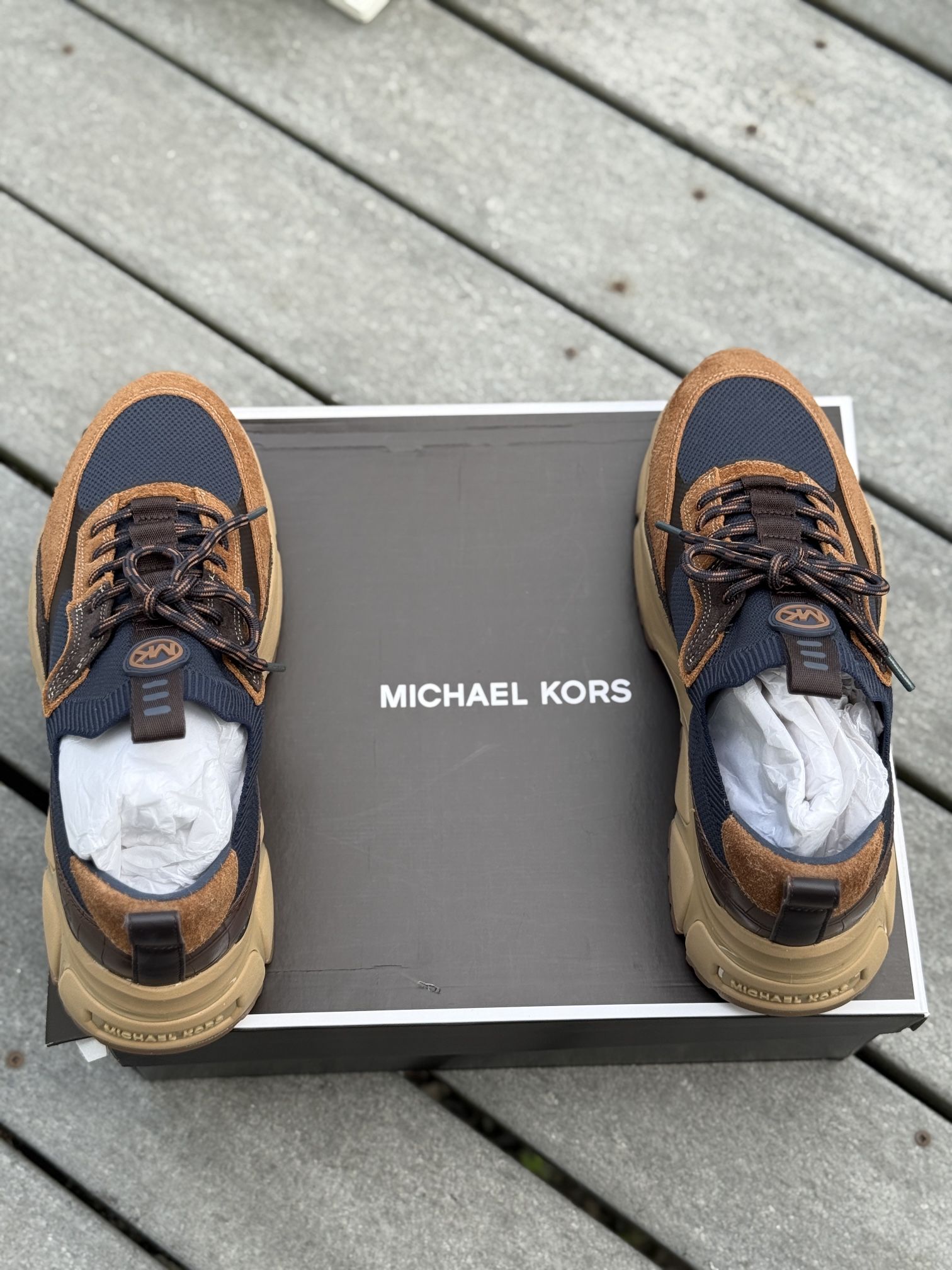 Michael Kors Men's Brown and Blue Sneakers shoes