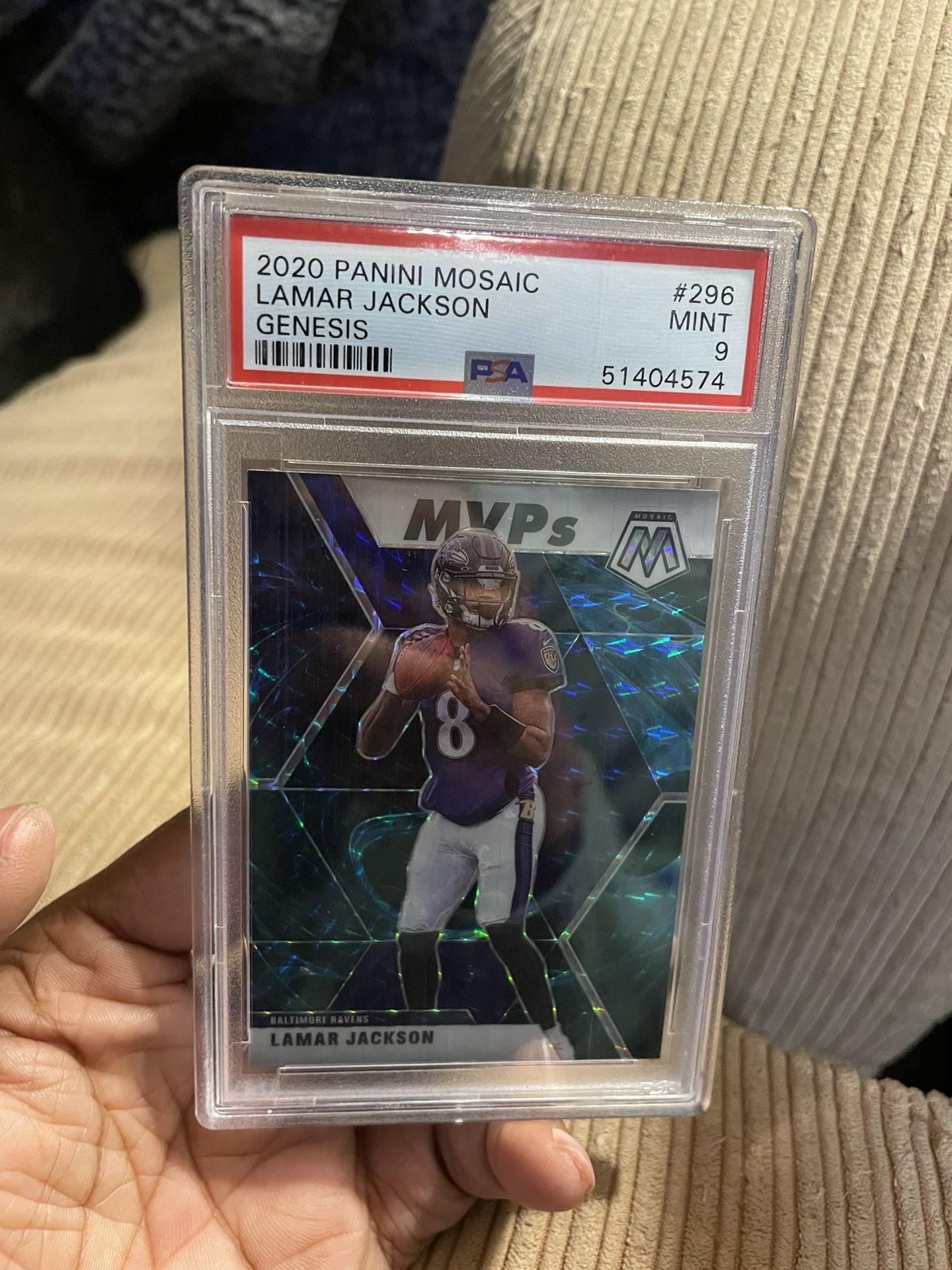 2020 Mosaic Lamar Jackson Genesis SP PSA 9