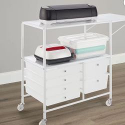 Simply Tidy Essex Home or Office Rolling Cart with Storage Drawers, White