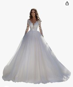 Long Sleeve White Wedding Dresses for Woman