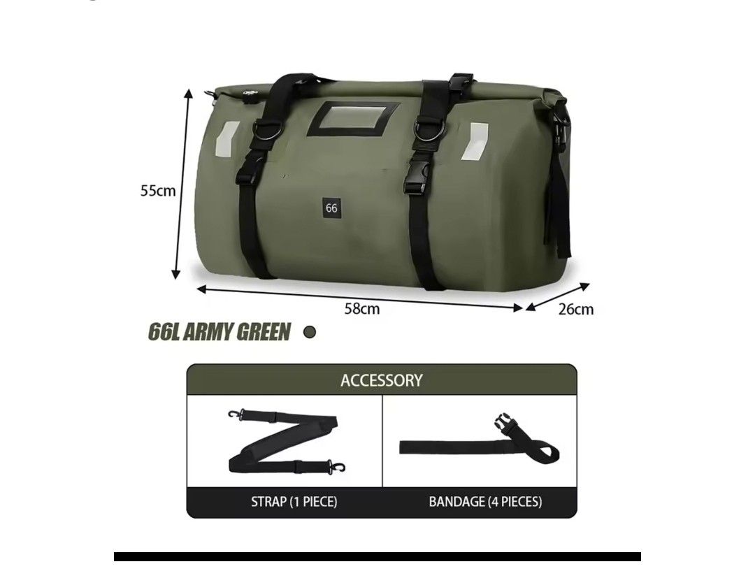 66L Waterproof Dry Storage Bag Motorcycle Travel Swim Boating Kayak Yacht Sport Camping Beach