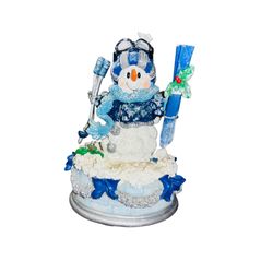 Christmas Musical Snow Man Figurine Hand Painting 