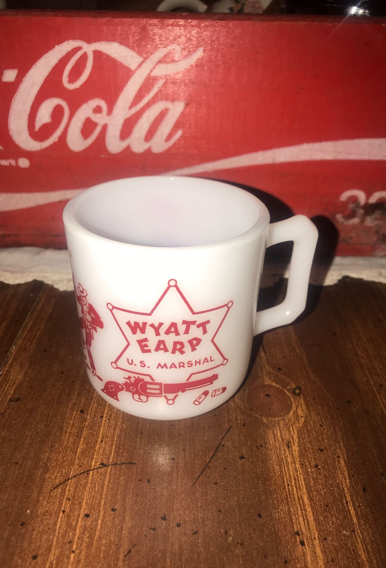 Vintage Hazel Atlas Wyatt Earp Milk Glass