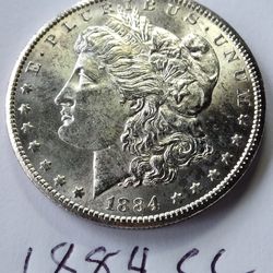 1884 CC UNC MORGAN SILVER DOLLAR PINGCOIN TESTED AUTHENTIC