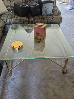 Vintage Hollywood Regency Brass Coffee Table