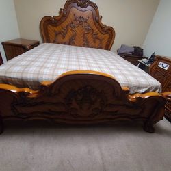 Bed frame king size and night stand and vanity (mattress comes separate)