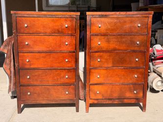 Matching 5-Drawer Dressers / Tall Chest Set – Espresso Wood Finish