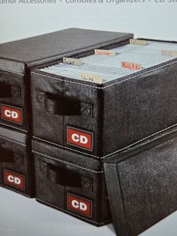 CD Case Holder, 4 CD Storage Box with Lids