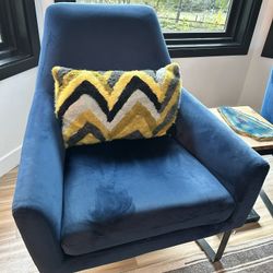 2- Navy Velvet Upholstered Chairs