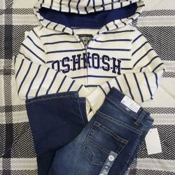 OshKosh Toddler Boys Zip Up Jacket & Jeans. Size 4T