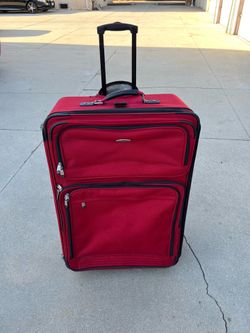 Large Check-In Red Suitcase Luggage 21x12x32h