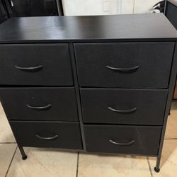6-Drawer Dresser for Bedroom, Anti-Tip Wide Storage Organizer Chest of Drawers with Wooden Top and Metal Frame Fabric Bins for Closet, Living Room, Ha