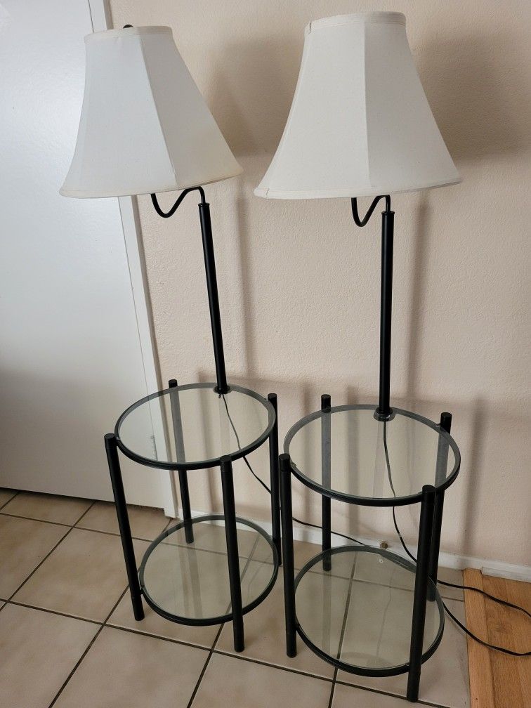 Set of Glass End Table Floor Lamps Combination 54 H x 15 D x 15
