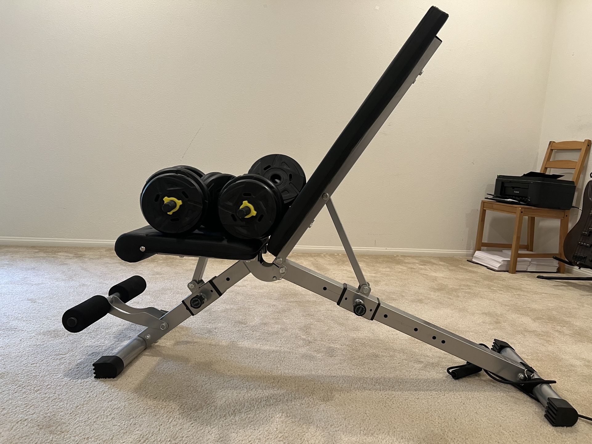 Adjustable Bench + Dumbbell Set – Like New