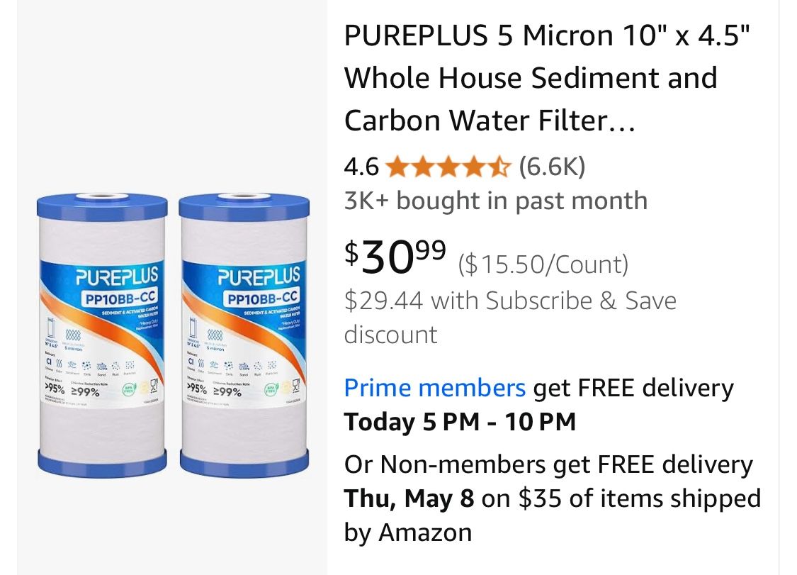 1-Whole House Sediment and Carbon Water Filter