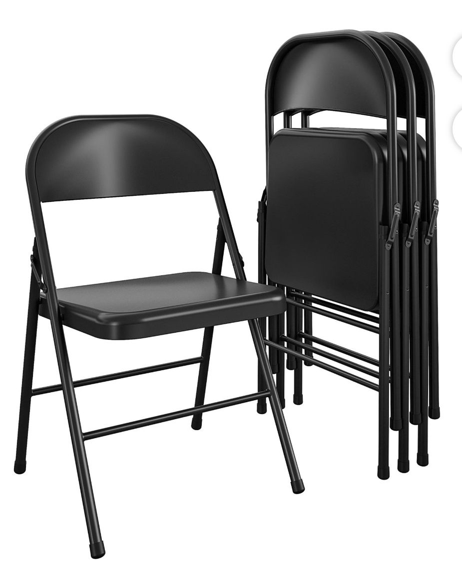 Mainstays Steel Folding Chair (4 Pack), Black