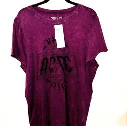 Women 2XL AC/DC purple Acid Wash tshirt