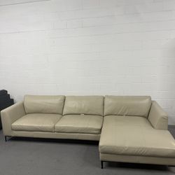 (Free Delivery) Leather Cream Sectional Sofa Couch